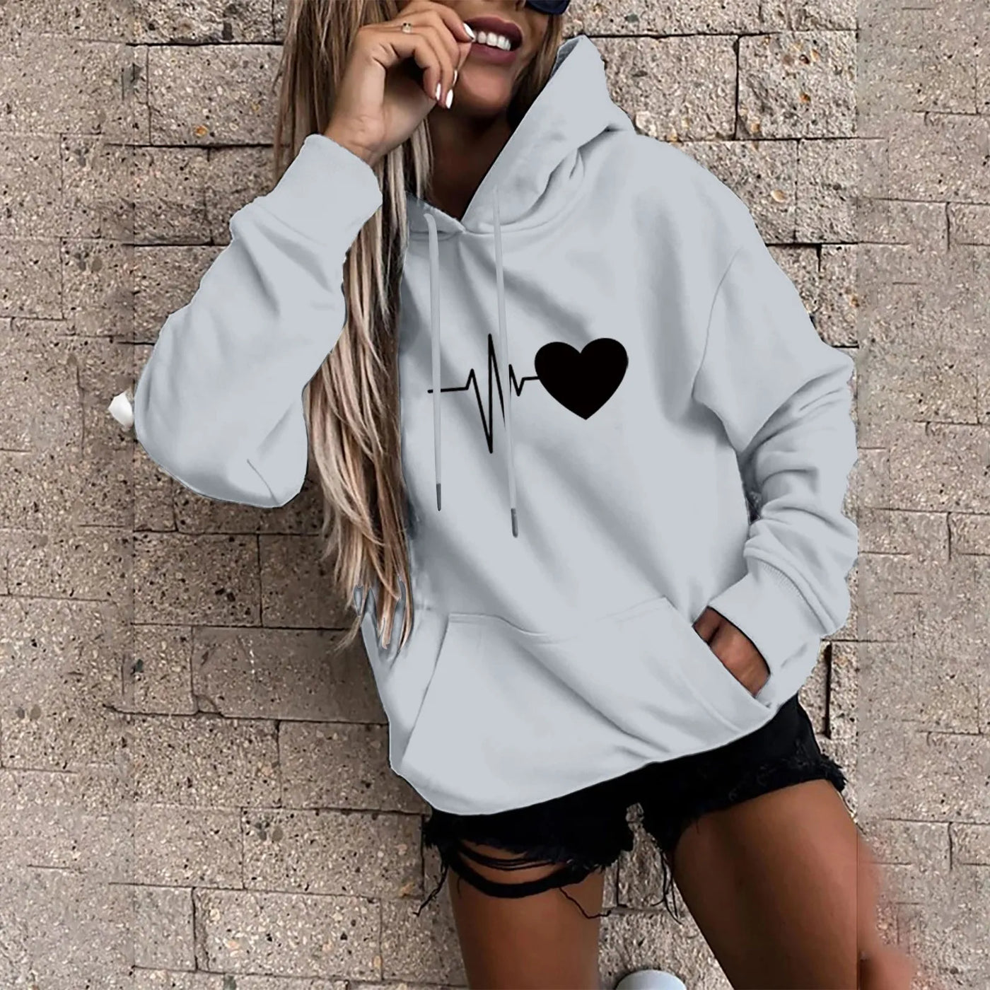 Damen Hoodie mit Aufdruck – Langarm Sportbluse, Frühling Fashion Kapuzenpullover, Locker & Bequem