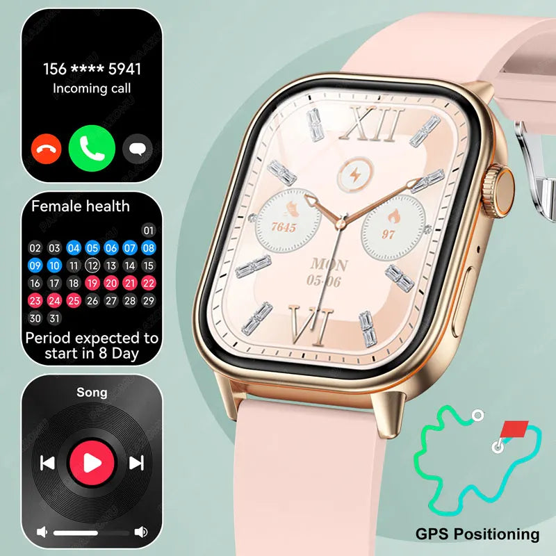 GPS Smart Watch For Women 2.01 inch Screen Bluetooth Call Waterproof Watches Sport Fitness Tracker Smartwatch Lady Reloj Mujer