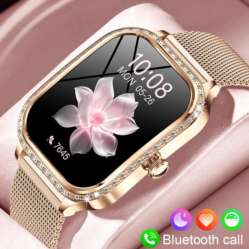 2025 Fashion Women Smart Watch Bluetooth Call Custom Watch Face Fitness Tracker IP68 Waterproof Smartwatch Woman for Android IOS