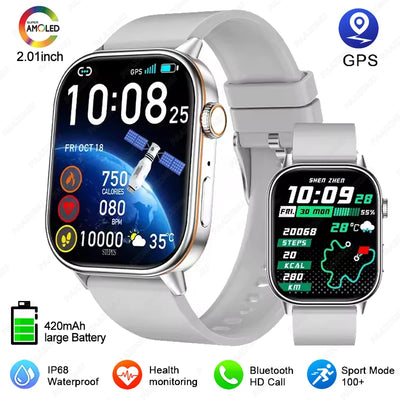 GPS Smart Watch For Women 2.01 inch Screen Bluetooth Call Waterproof Watches Sport Fitness Tracker Smartwatch Lady Reloj Mujer