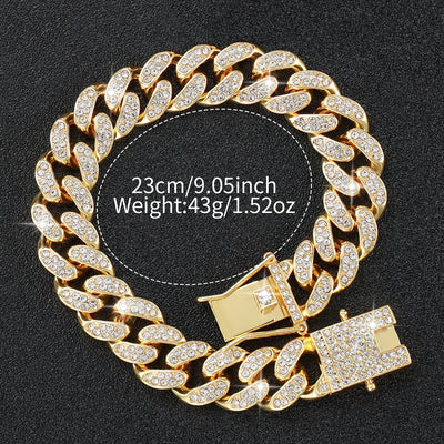 2er-set luxus herrenuhr & armband quarzuhr mit kalender & strass