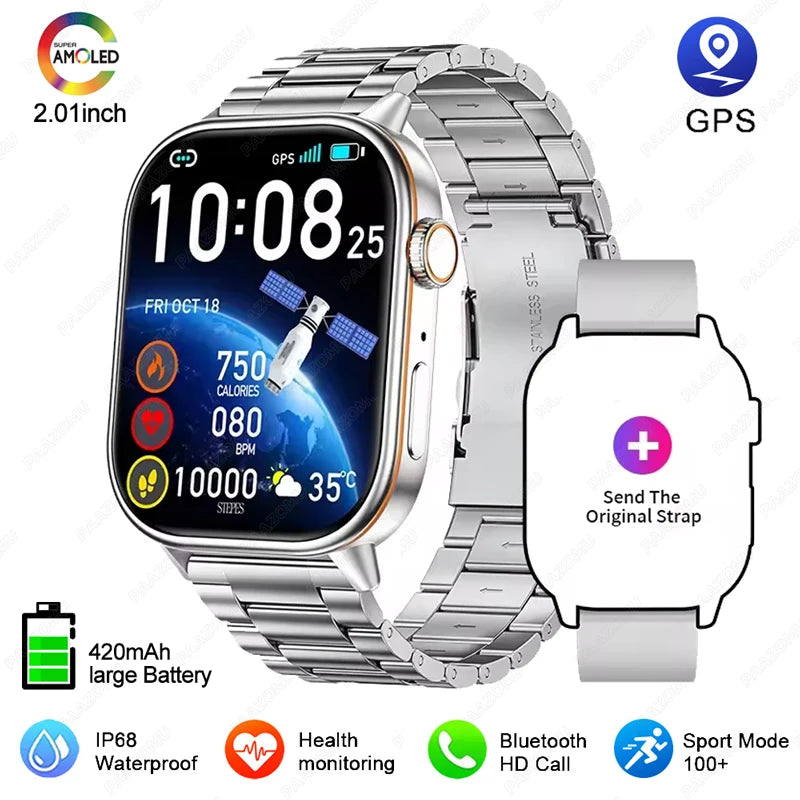 GPS Smart Watch For Women 2.01 inch Screen Bluetooth Call Waterproof Watches Sport Fitness Tracker Smartwatch Lady Reloj Mujer