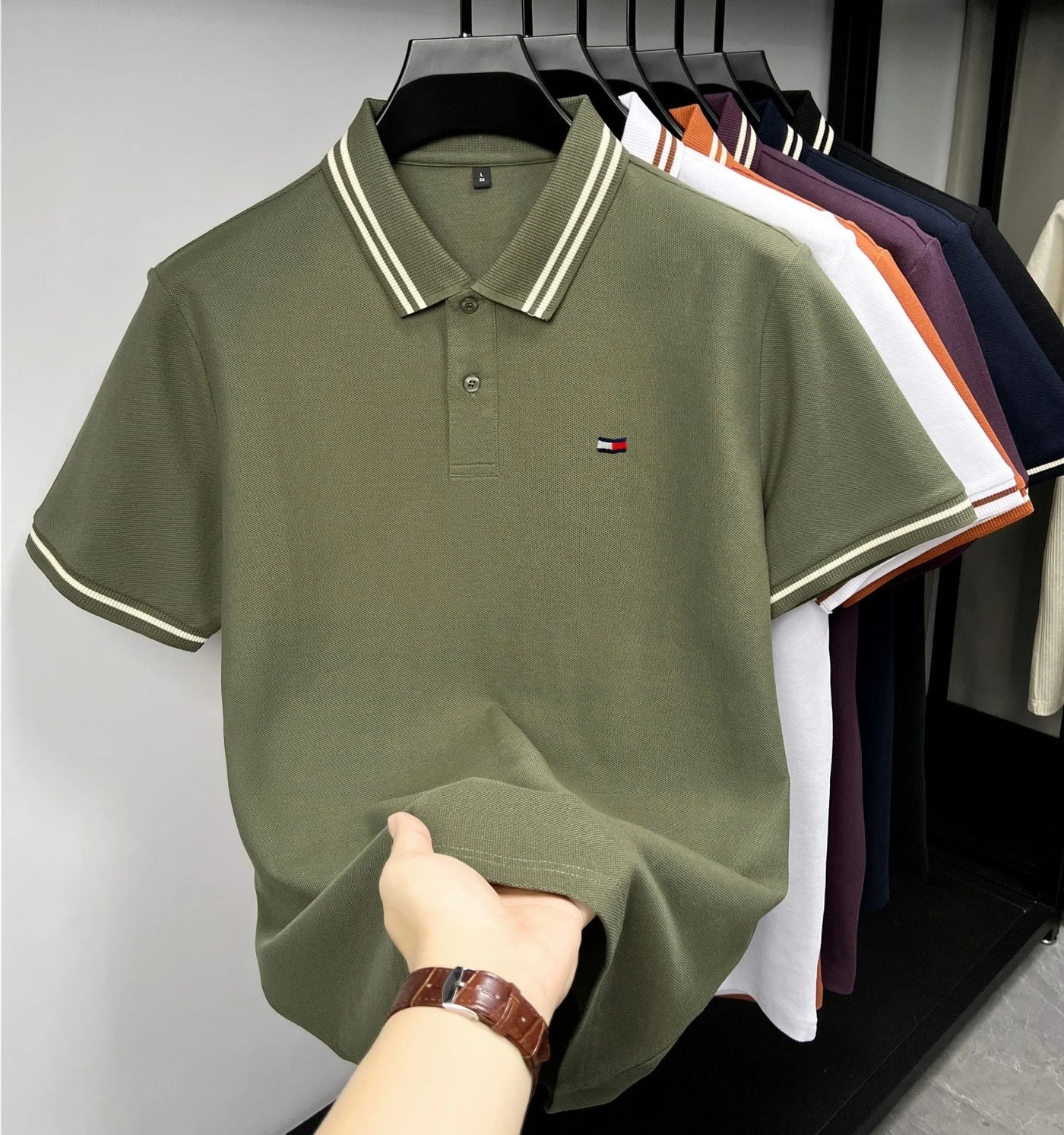 Klassisches Poloshirt für Herren  100 % Baumwolle, gesticktes Logo, lässiges Sommer Kurzarmshirt