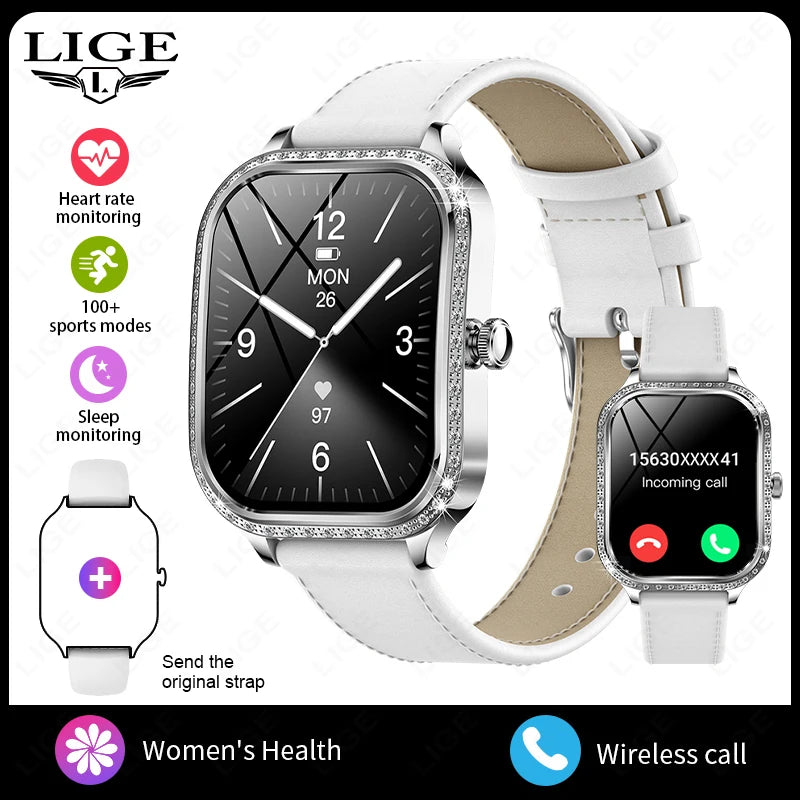2025 Fashion Women Smart Watch Bluetooth Call Custom Watch Face Fitness Tracker IP68 Waterproof Smartwatch Woman for Android IOS