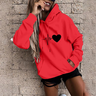 Damen Hoodie mit Aufdruck – Langarm Sportbluse, Frühling Fashion Kapuzenpullover, Locker & Bequem