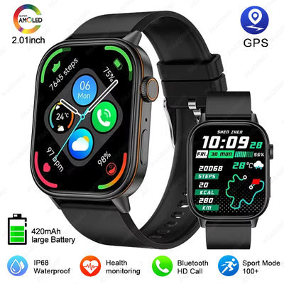 GPS Smart Watch For Women 2.01 inch Screen Bluetooth Call Waterproof Watches Sport Fitness Tracker Smartwatch Lady Reloj Mujer
