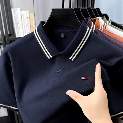 Klassisches Poloshirt für Herren  100 % Baumwolle, gesticktes Logo, lässiges Sommer Kurzarmshirt