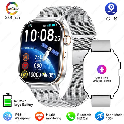GPS Smart Watch For Women 2.01 inch Screen Bluetooth Call Waterproof Watches Sport Fitness Tracker Smartwatch Lady Reloj Mujer