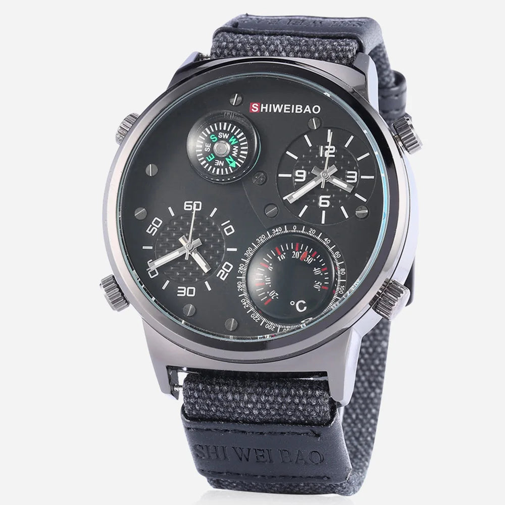 Quarzuhr mit strapazierfähigem Canvas-Armband für Herren