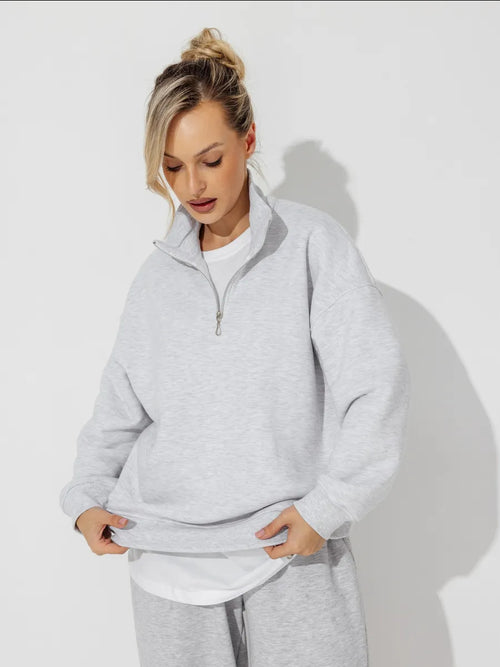 Damen Oversized Quarter-Zip Sweatshirt