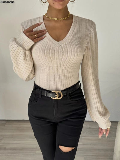 Elegantes, geripptes Damenoberteil für Alltag und Streetwear