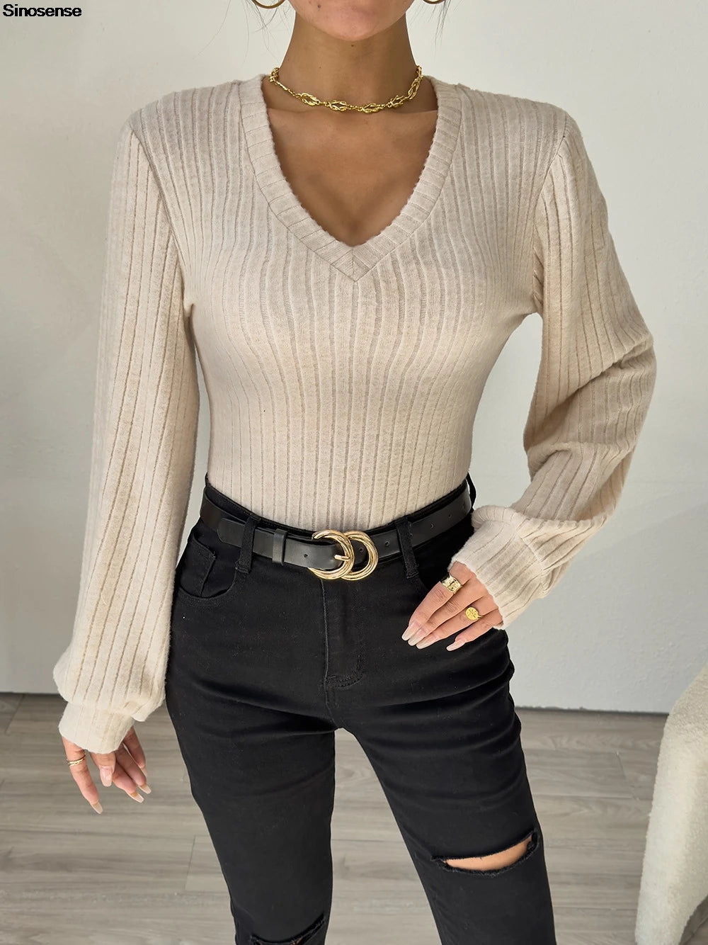 Langärmliger Damen-Body in Herbstmode