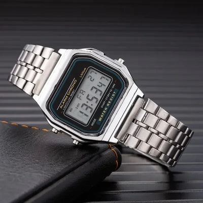 Moderne quadratische LED Digitaluhr aus Edelstahl für Herren und Damen