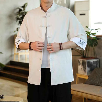  Graues Leinenhemd für Herren Edler Vintage Stil

