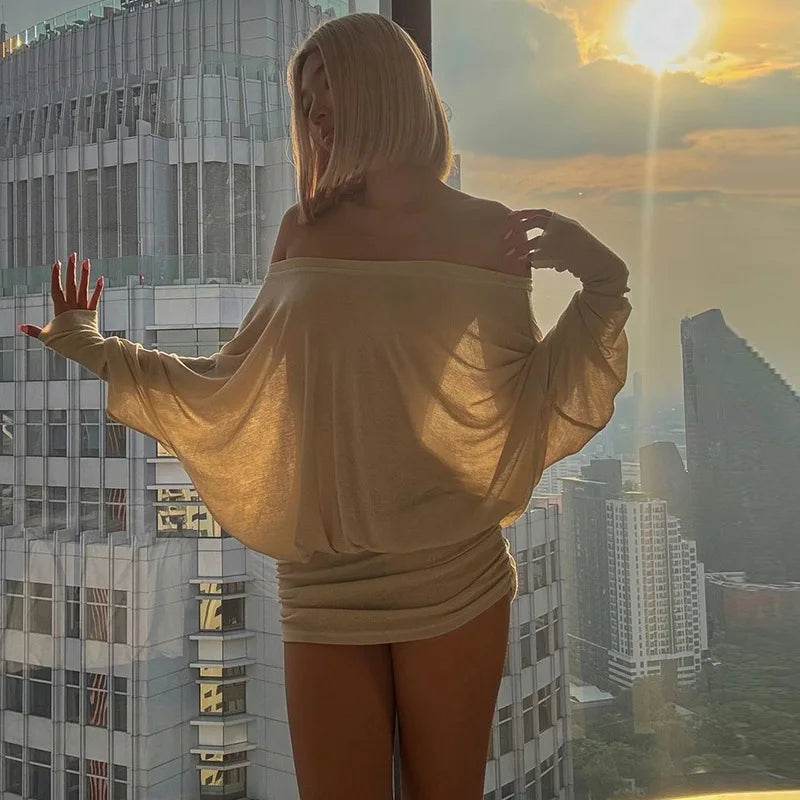 Sexy figurbetontes Damen-Partykleid mit langen Ärmeln