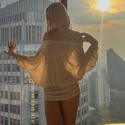 Sexy figurbetontes Damen-Partykleid mit langen Ärmeln